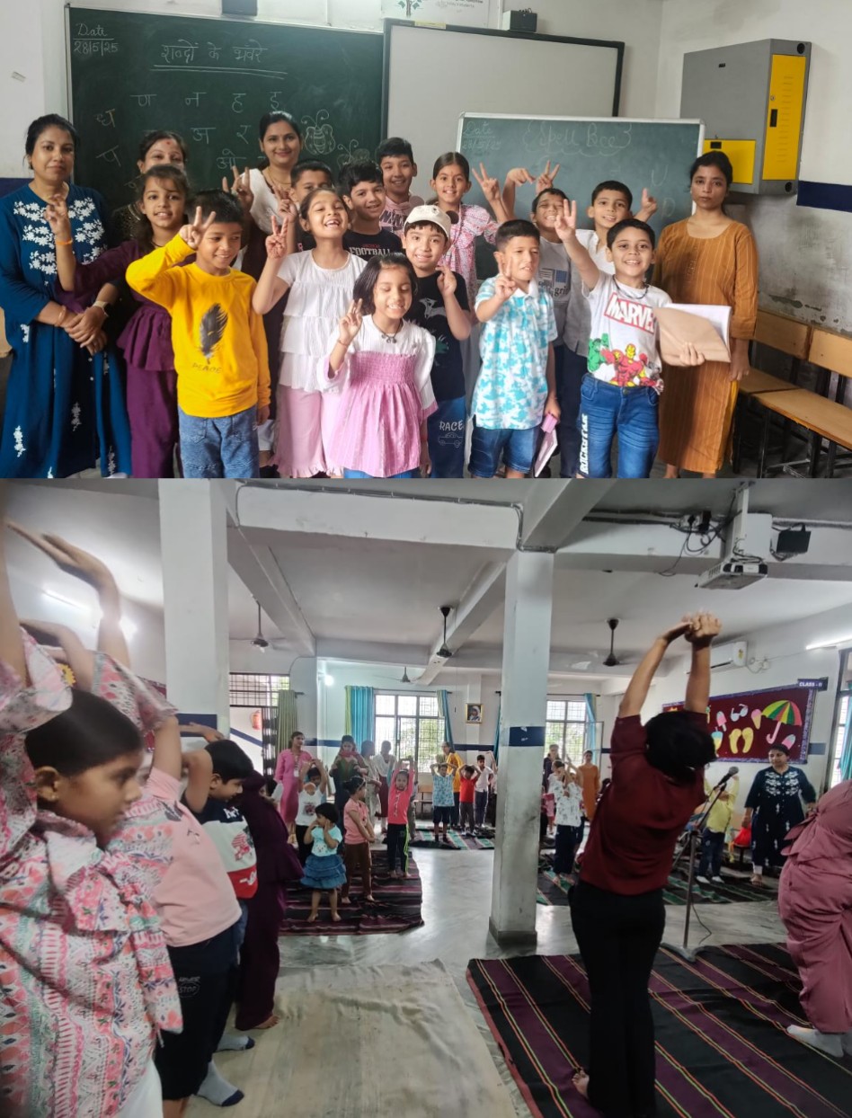 लक्ष इंटरनेशनल स्कूल में समर कैंप के फोर्थ डे बच्चे ने बांधा सुरों से तार और सीखा सूर्य नमस्कार