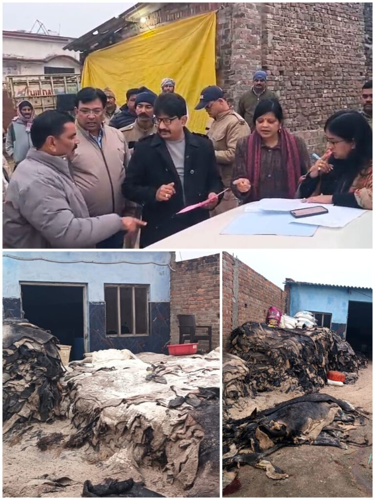 SDM ऋचा सिंह ने अवैध स्लाटर हाउस की सूचना पर मारा छापा,बड़ी संख्या में जानवरों की खाल बरामद